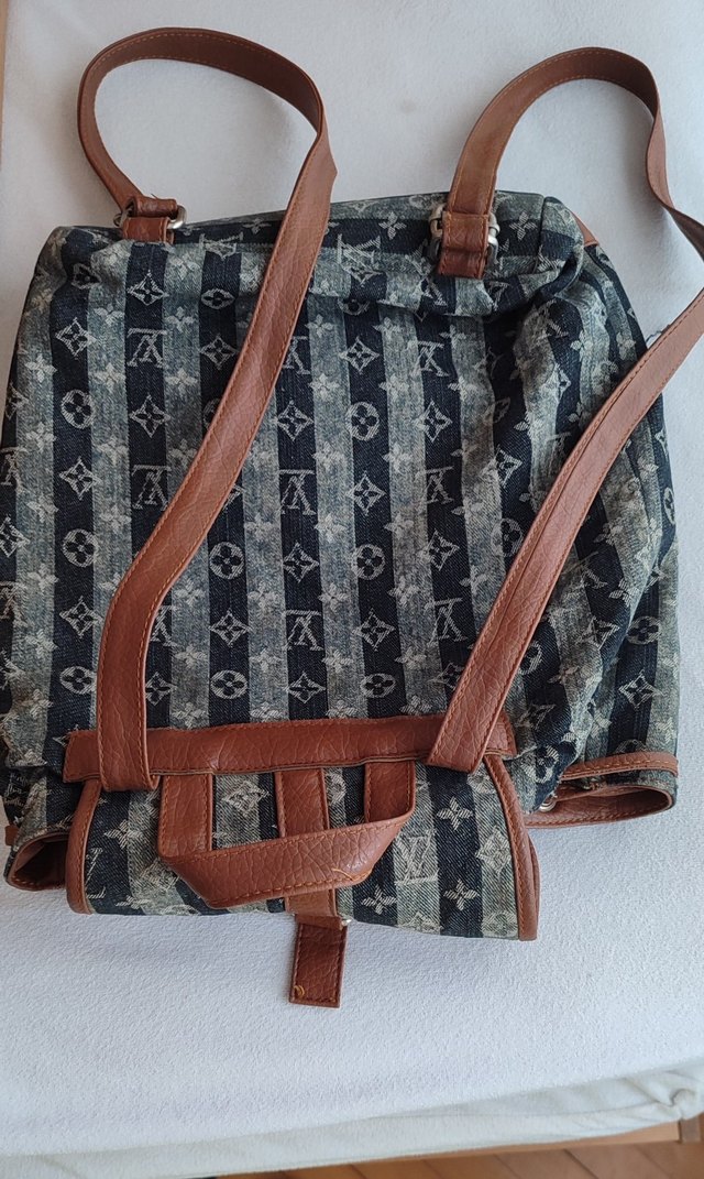 Bohem Sırt Çantası - Denim ve Kahverengi Detaylar - Görsel 2