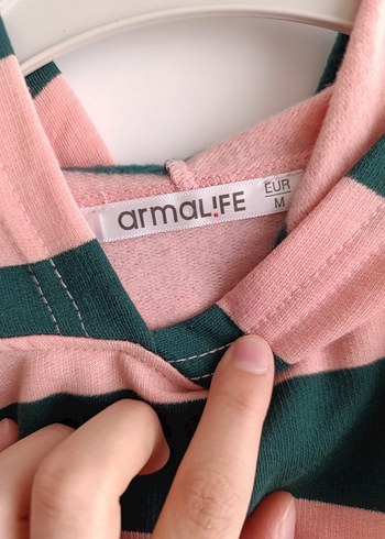Armalife Çizgili Pembe Salaş Kadın Sweatshirt