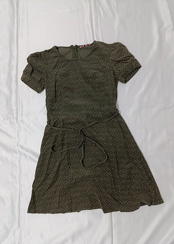 Vintage Love Kemerli haki elbise
