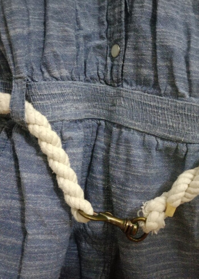 Kadın kot görünümlü kısa salopet - Görsel 2