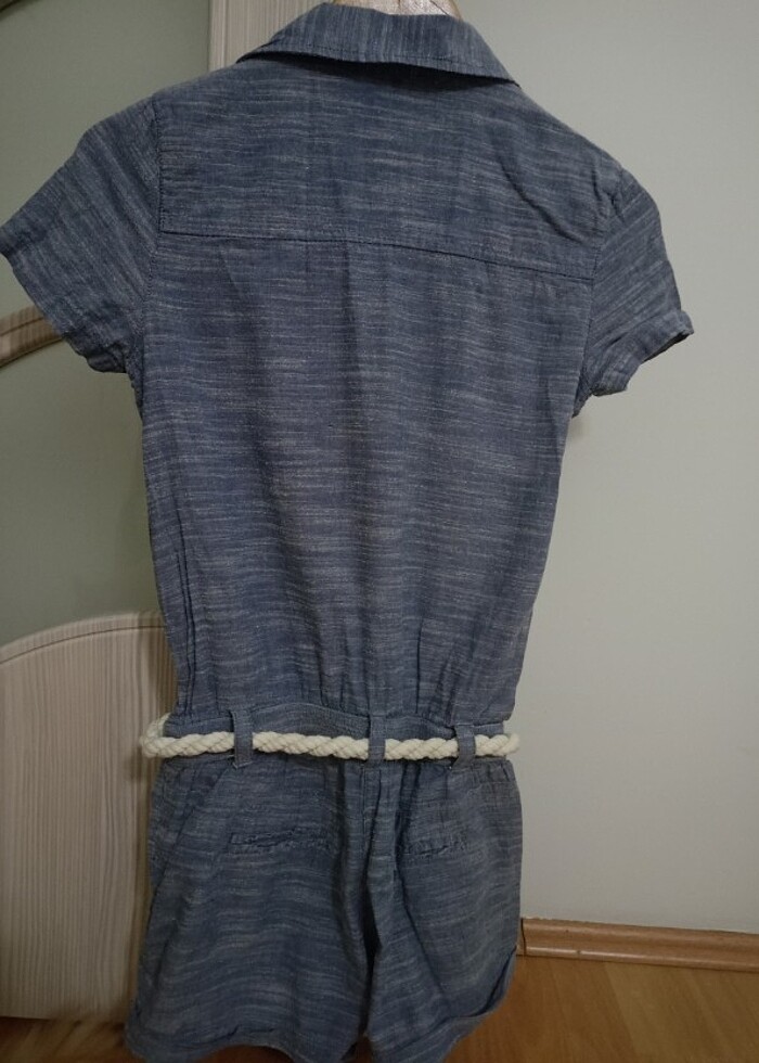 Kadın kot görünümlü kısa salopet - Görsel 5