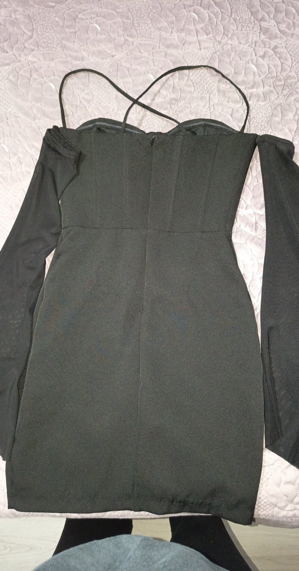 Siyah Mini Gotik Elbise - Görsel 3