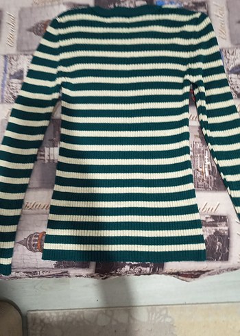 Yeşil Çizgili Kadın Kazak - Görsel 2