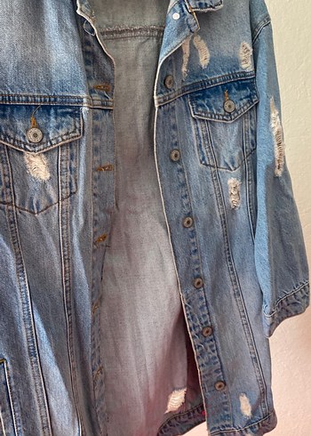 s Beden mavi Renk Düğmeli Mavi Kadın Denim Ceket