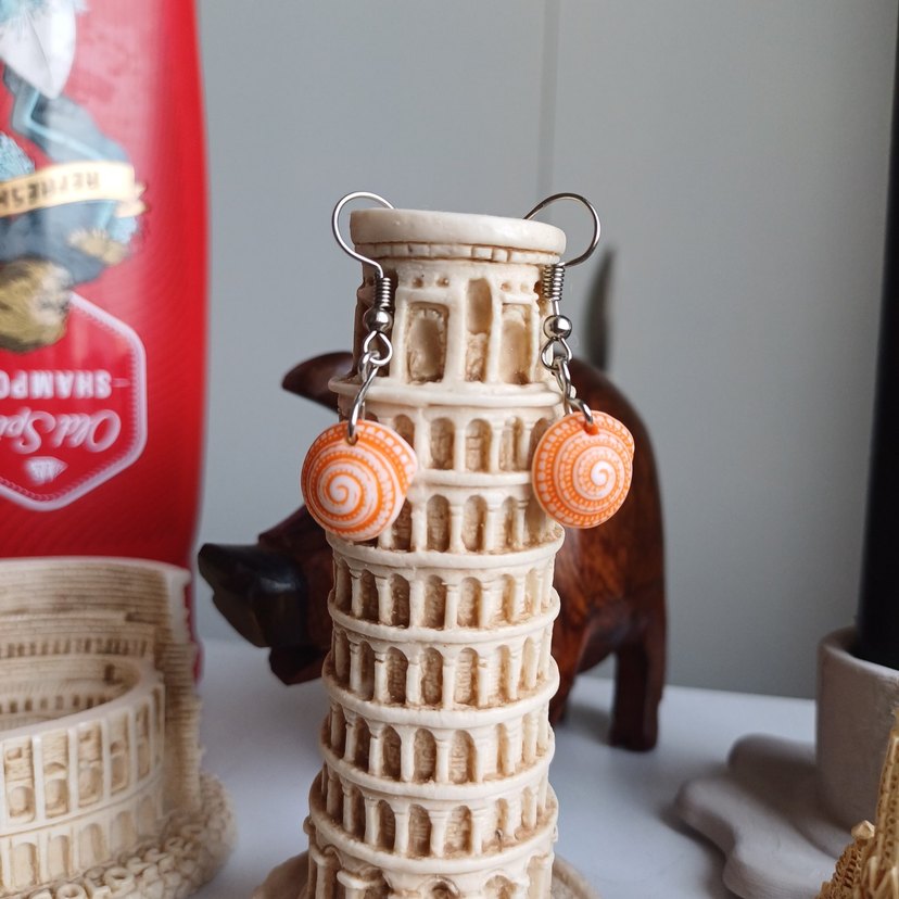 Turuncu Boncuklu Mini Bohem Küpe - Görsel 2