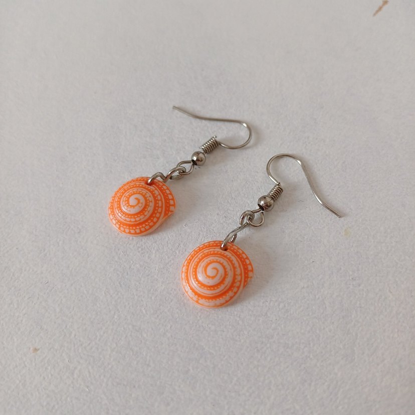 Turuncu Boncuklu Mini Bohem Küpe - Görsel 4