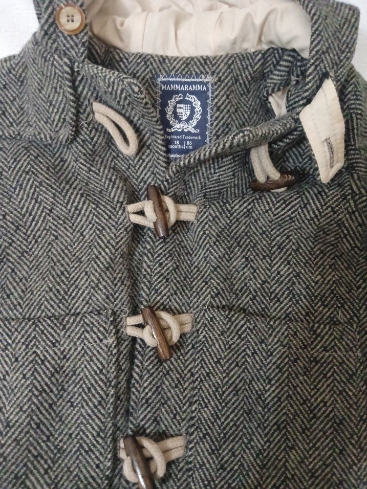 Düğmeli Gri Erkek Çocuk Yün Kaban - Görsel 2