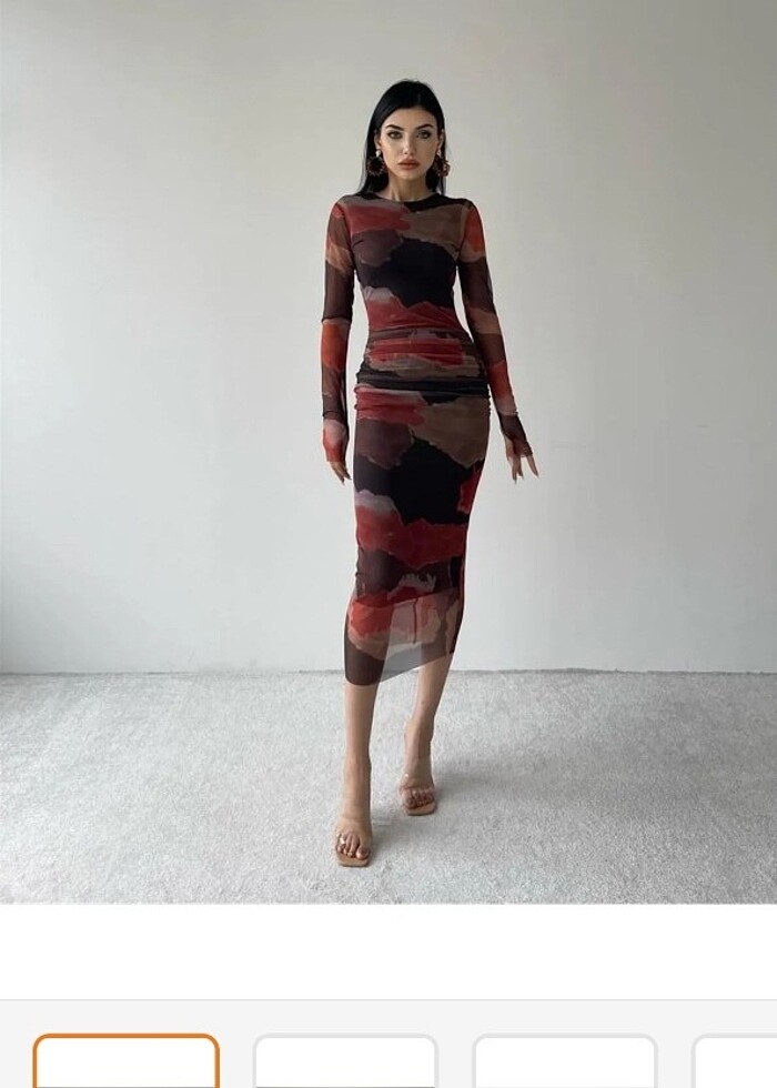 Desenli kalem elbise - Görsel 3