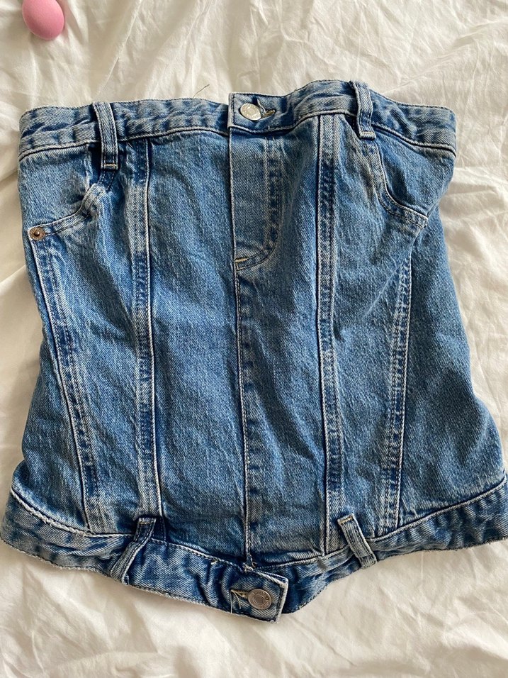 ZARA Denim Kemerli Straplez  Bustiyer - Görsel 2