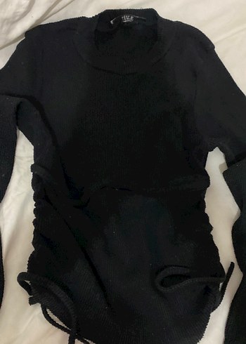 Siyah body yanları büzgülü - Görsel 2