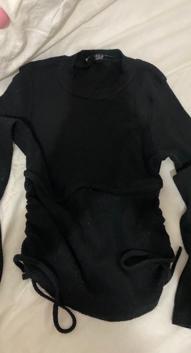 Siyah body yanları büzgülü - Görsel 2