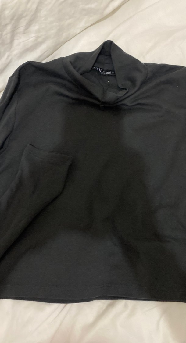 Kadın Füme rengi  Balıkçı Yaka crop-tşor - Görsel 3