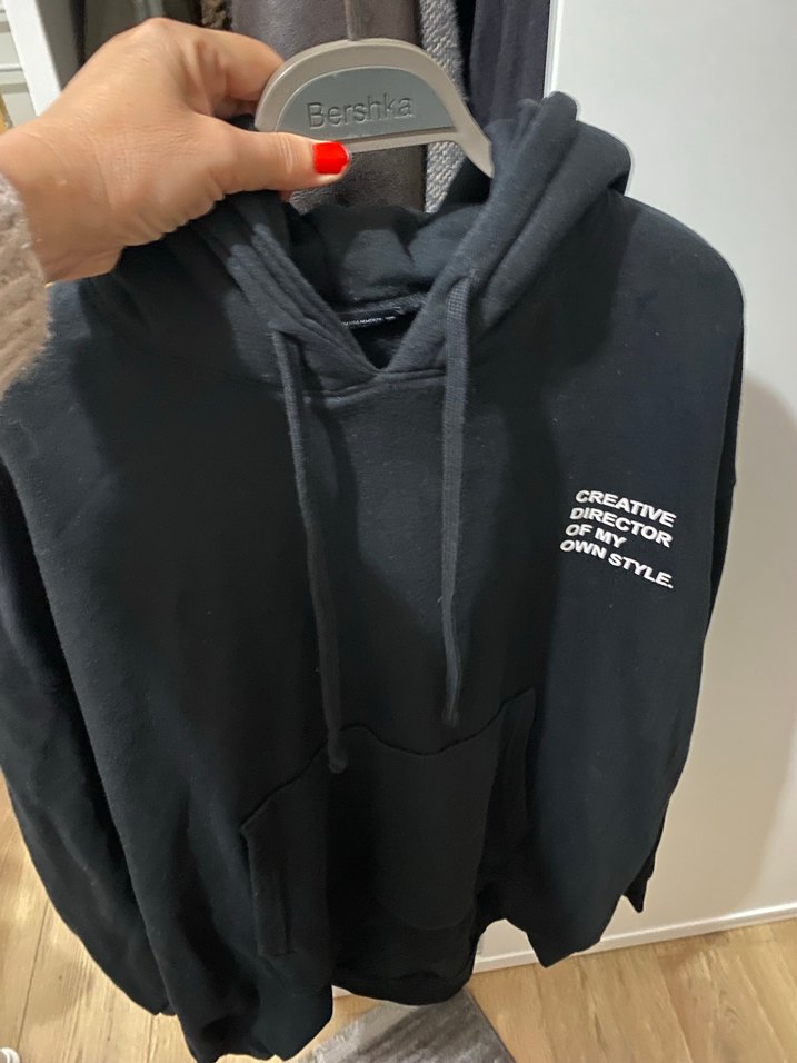 Siyah Kapüşonlu Oversize Kadın Sweatshirt - Görsel 2