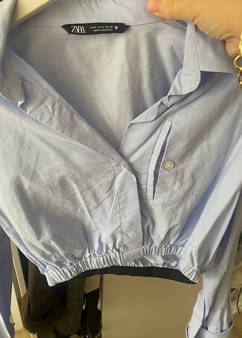 Kadın Mavi Denim Mini Gömlek - Görsel 3