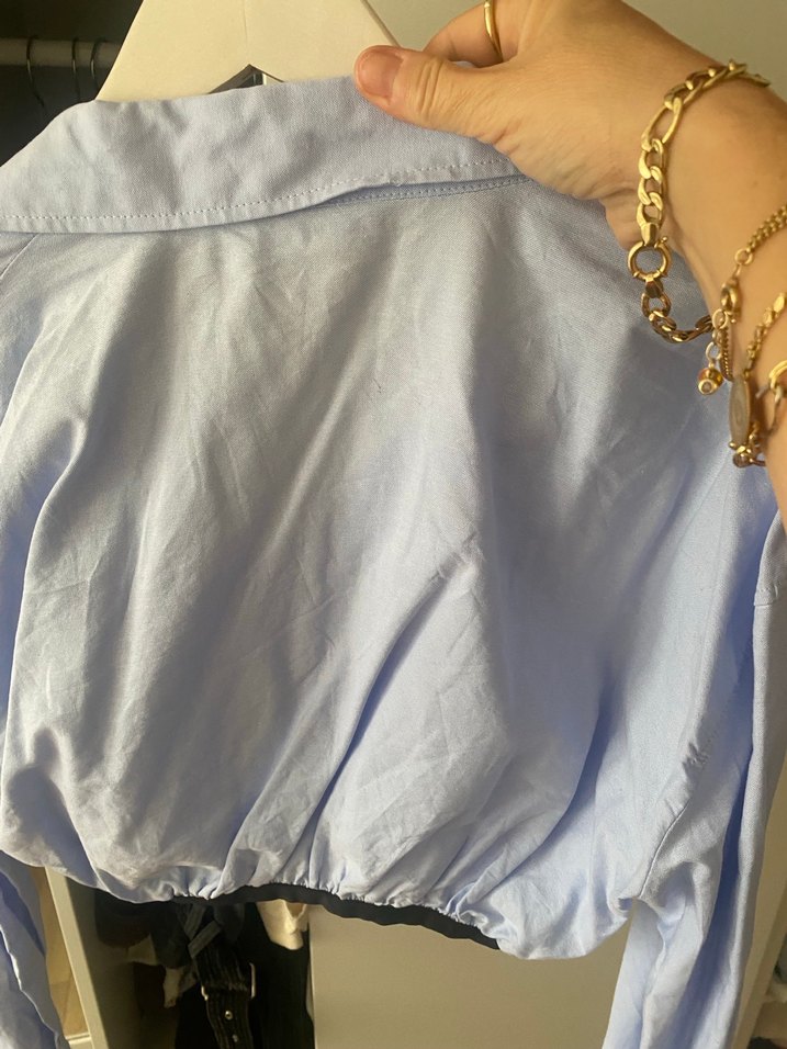 Kadın Mavi Denim Mini Gömlek - Görsel 5