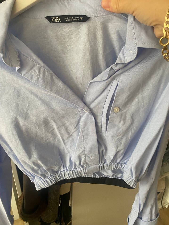 Kadın Mavi Denim Mini Gömlek - Görsel 3