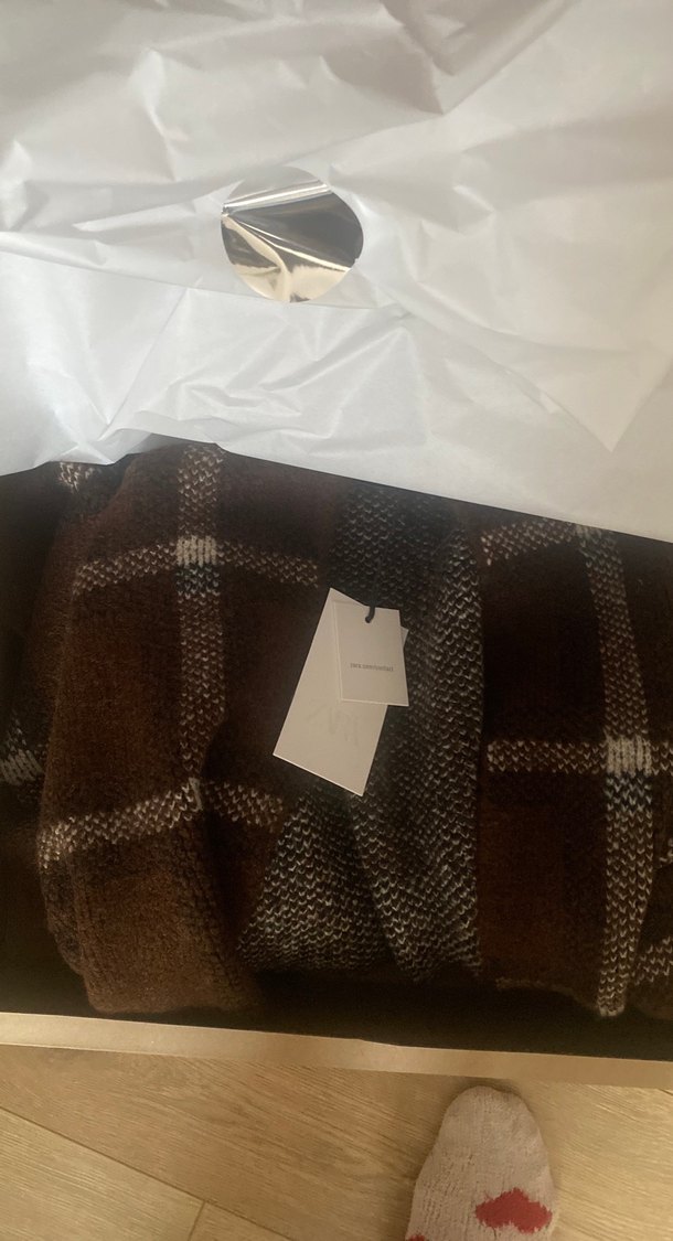 ZARA
Bohem Tarz Kahverengi Ekose Örgü kaban L-XL - Görsel 4