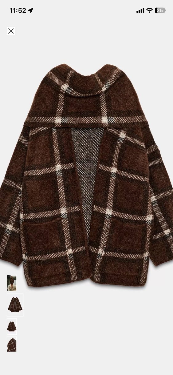 ZARA
Bohem Tarz Kahverengi Ekose Örgü kaban L-XL - Görsel 2