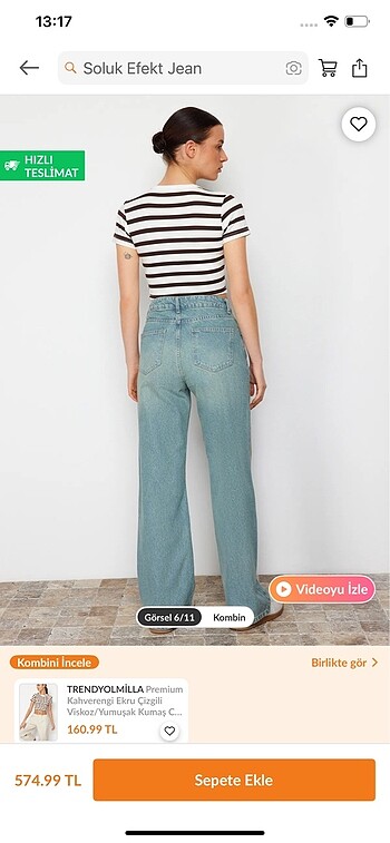 36 Beden mavi Renk soluk efekt wide leg jean