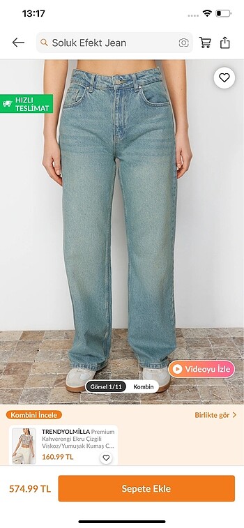 36 Beden soluk efekt wide leg jean