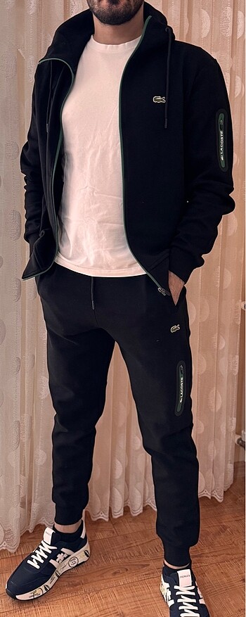 ERKEK  SİYAH LACOSTE EŞOFMAN TAKIMI - Görsel 7