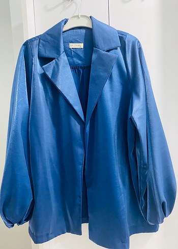 Mavi Saten Kadın Blazer Ceket
