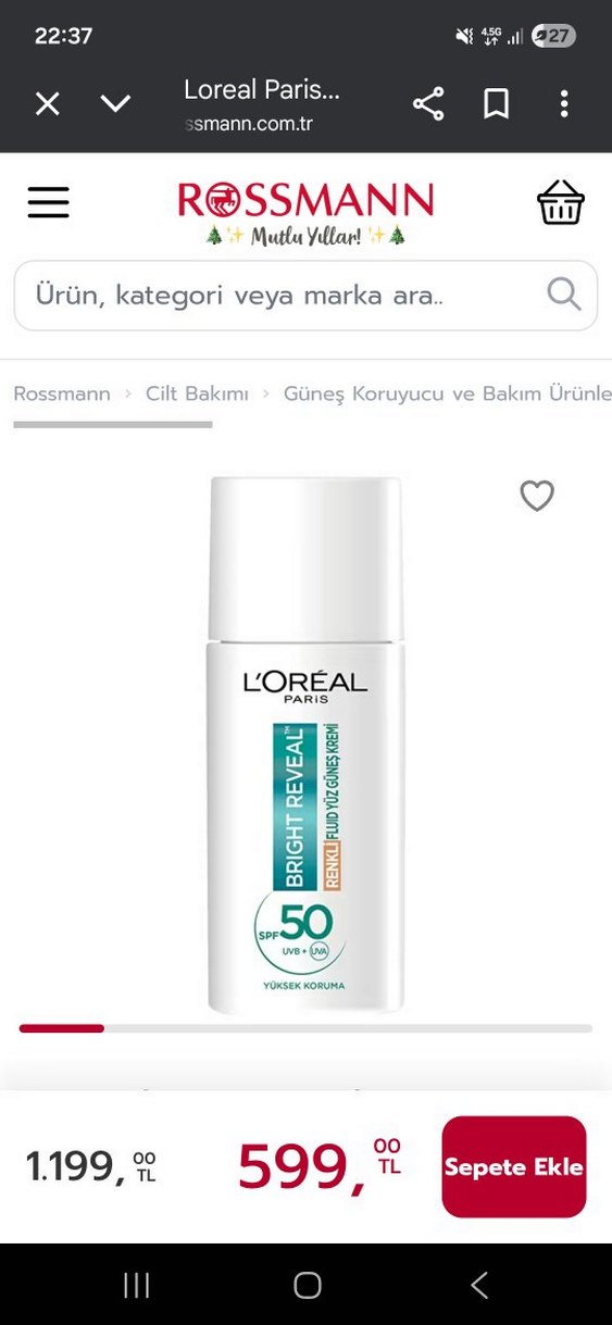 L'Oréal Paris Bright Reveal Renkli SPF50 Yüz Güneş Kremi - Görsel 2