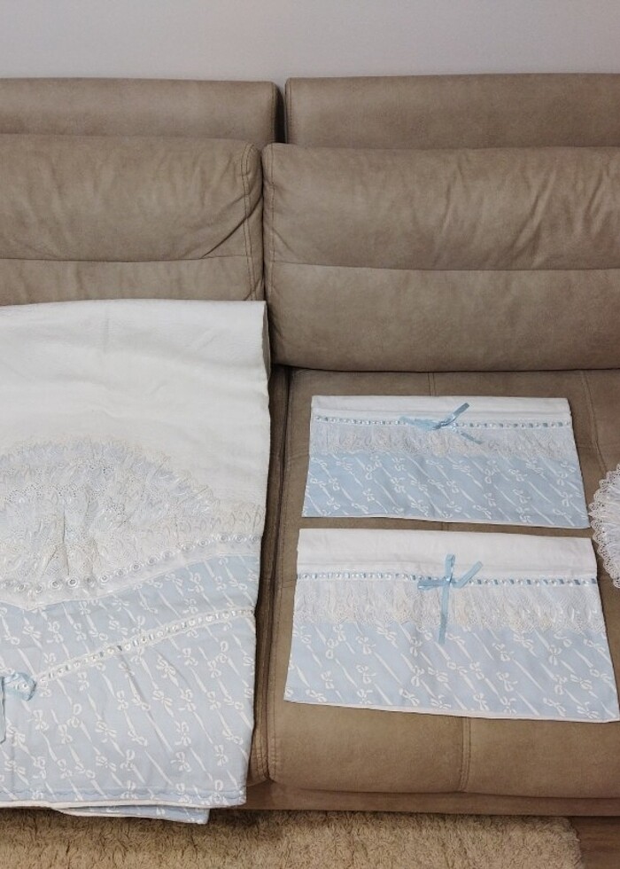 Kedimeli tek kişilik pike takımı - Görsel 4