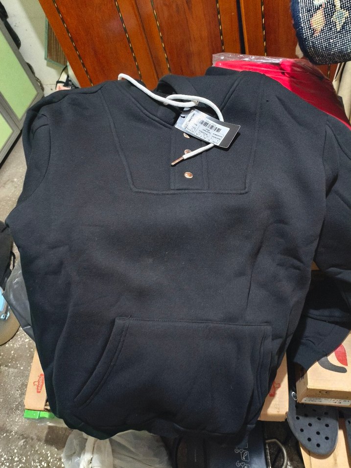 Düğmeli Siyah erkek Sweatshirt - Görsel 5