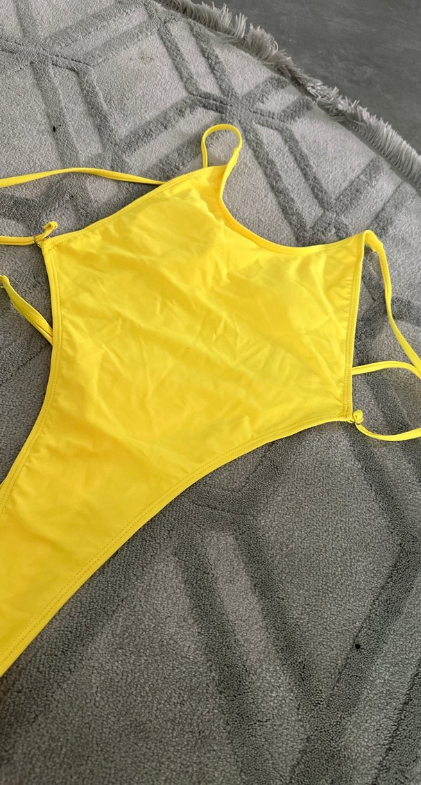 Sarı İnce Askılı Kadın Mayo - Görsel 2