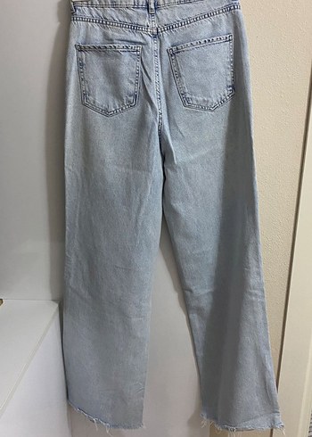 Mavi wide lige Kadın Kot Pantolon - Görsel 3