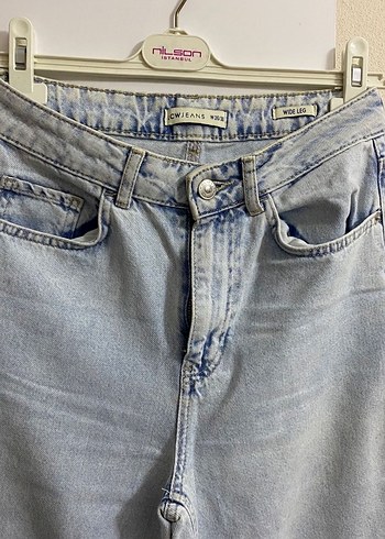 Mavi wide lige Kadın Kot Pantolon - Görsel 2