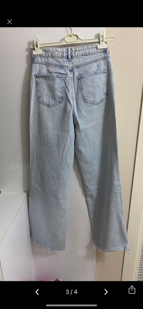 Mavi wide lige Kadın Kot Pantolon - Görsel 3