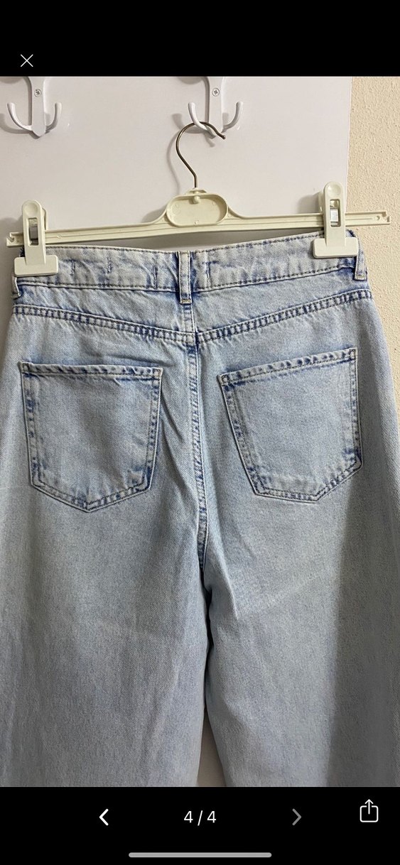 Mavi wide lige Kadın Kot Pantolon - Görsel 4