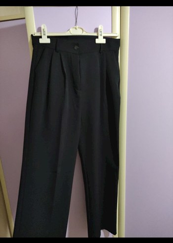 Düğmeli Rahat Kesim Kadın Kumaş Pantolon - Görsel 5