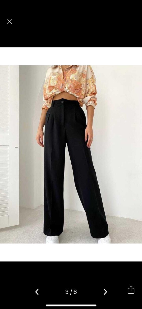 Düğmeli Rahat Kesim Kadın Kumaş Pantolon - Görsel 2