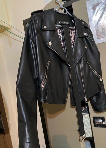 Siyah Deri Biker Ceket - Görsel 2