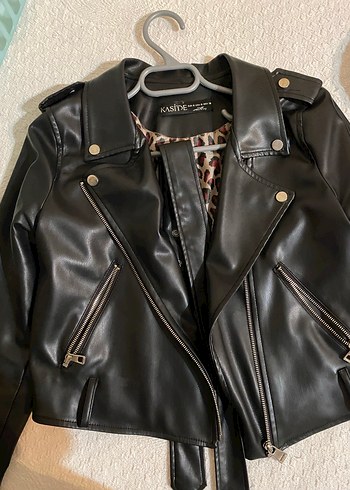 Siyah Deri Biker Ceket - Görsel 4