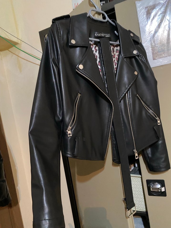 Siyah Deri Biker Ceket - Görsel 2