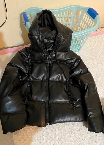 Siyah Deri Kadın Kışlık Mont - Görsel 4