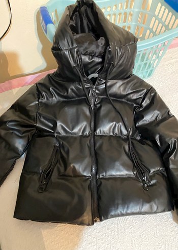 Siyah Deri Kadın Kışlık Mont - Görsel 2