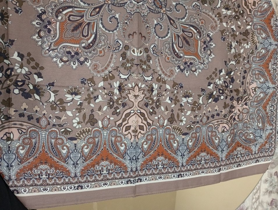 Bohem Tarz Kahverengi Drapeli Kadın eşarp - Görsel 4