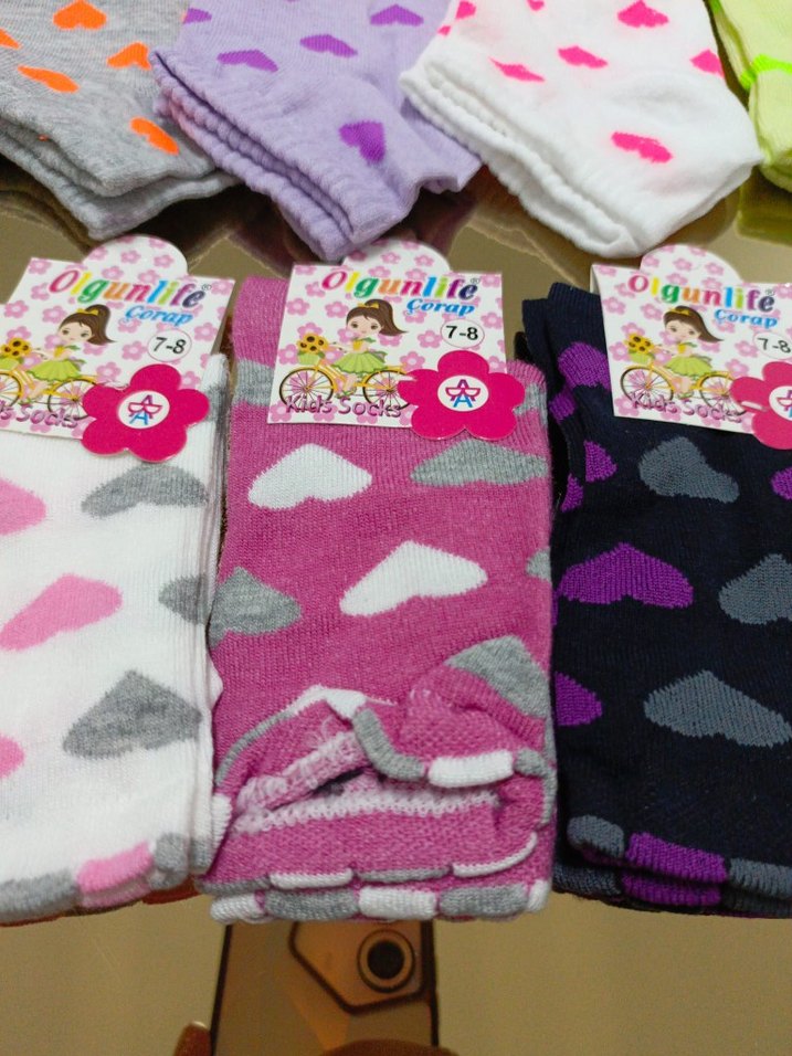 Kız Çocuk Çok Renkli Pamuklu Desenli Çoraplar ve kadın çorap - Görsel 4
