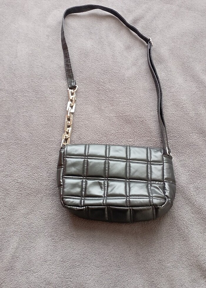 Siyah deri omuz çantası  - Görsel 3