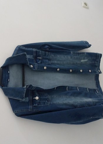 Düğmeli Mavi Kadın Denim Ceket