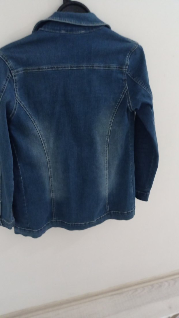 Düğmeli Mavi Kadın Denim Ceket - Görsel 3