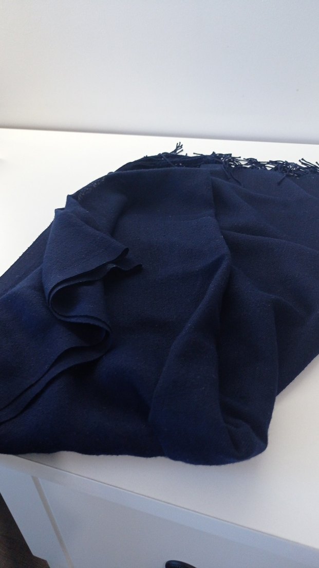 Lacivert Yün Püsküllü Bohem Şal - Görsel 3