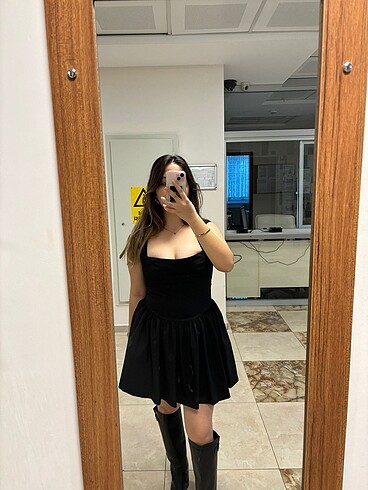 Zara Zara Pilili Kare Yaka Elbise