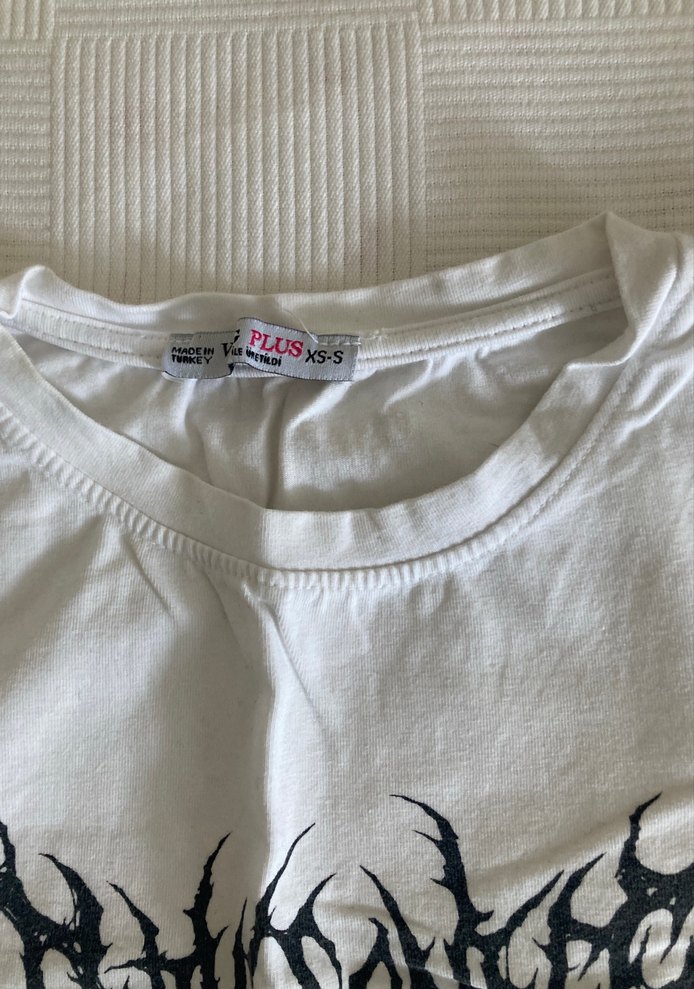 Baskılı Beyaz Kısa Kollu crop - Görsel 2