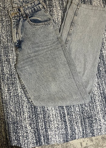 Buz mavi Kadın Loose Fit Denim Midi Jean